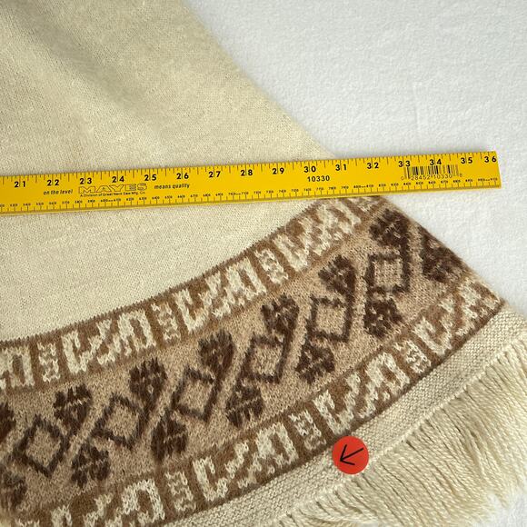 Fotrama Poncho Sweater Women OS XL 100% Alpaca Wool Knit Bolivia Fringe READ - Picture 9 of 10